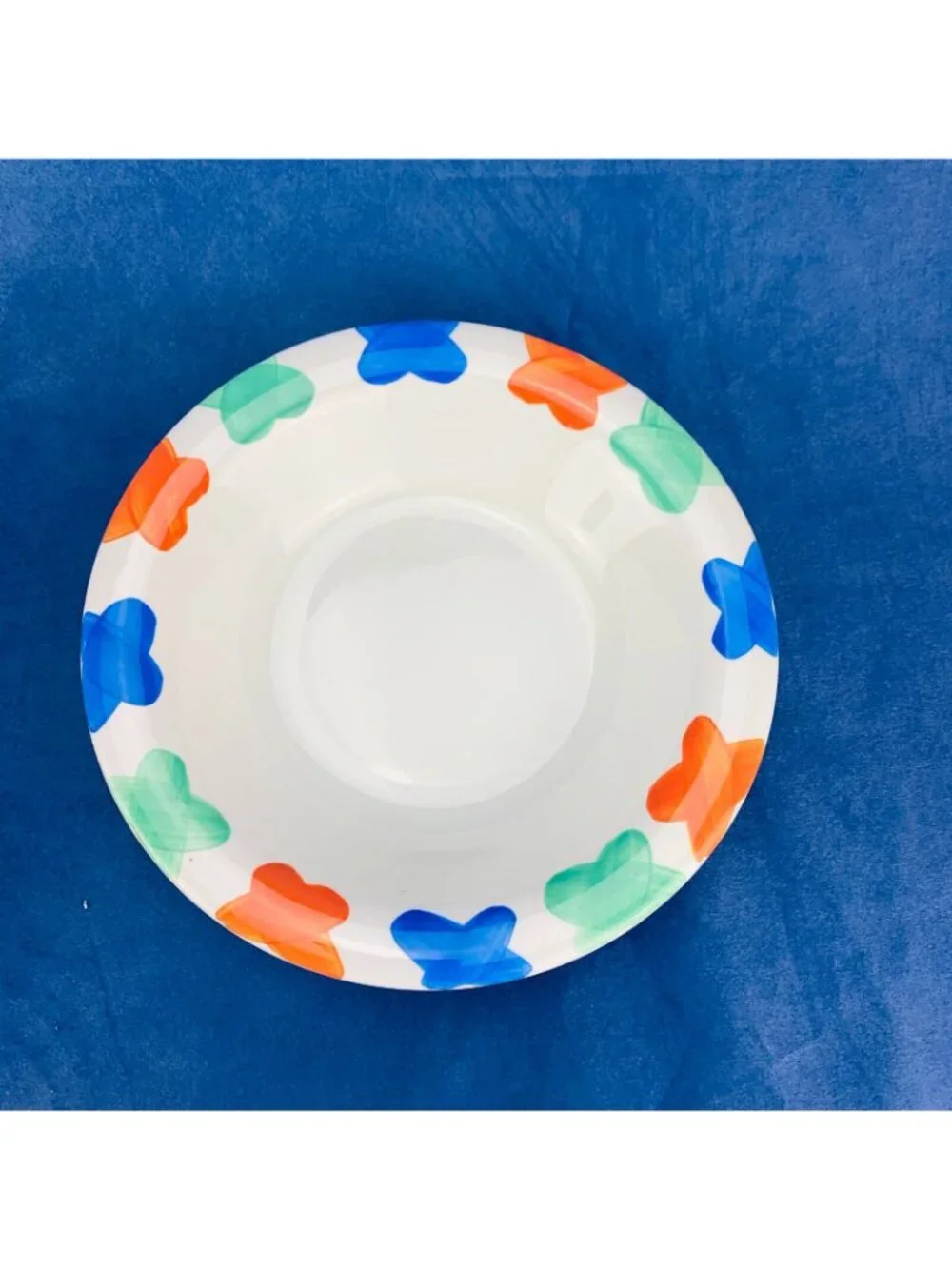 Pier 1 One Imports COLORED X Hand Painted Stoneware Italy Rim Soup Cereal Bowl 5
